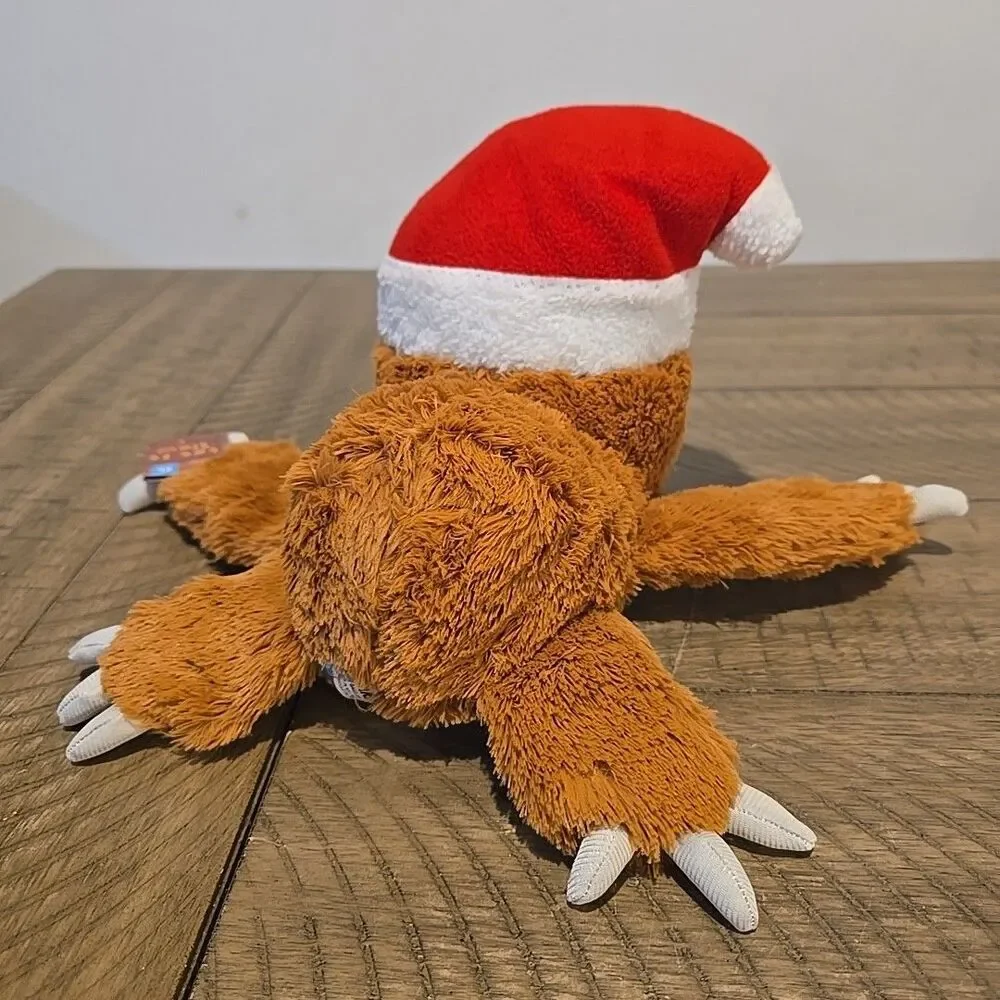 New XL Bark Box “ Let It Slow “ Dog Toy Sloth Christmas Santa Hat Winter